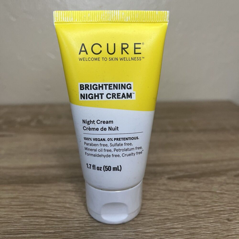 Acure Brightening Night Cream 1.7 fl oz (50 mL) Argan Oil Chlorella Vegan Face